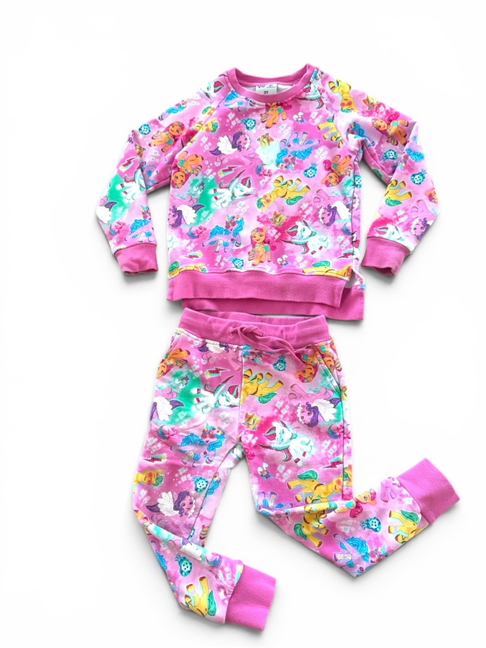Bums & Roses x My Little Pony Girls 3T Pink Jogger Sweatshirt Set Bamboo toddler